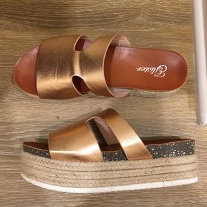 Gold Slip On Platform Sandals